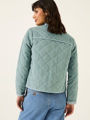 FatFace Maeve Light Blue Cord Quilted Jacket - Image 2 of 7