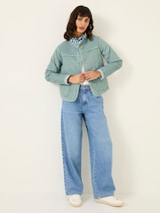 FatFace Maeve Light Blue Cord Quilted Jacket - Image 3 of 7