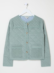 FatFace Maeve Light Blue Cord Quilted Jacket - Image 6 of 7