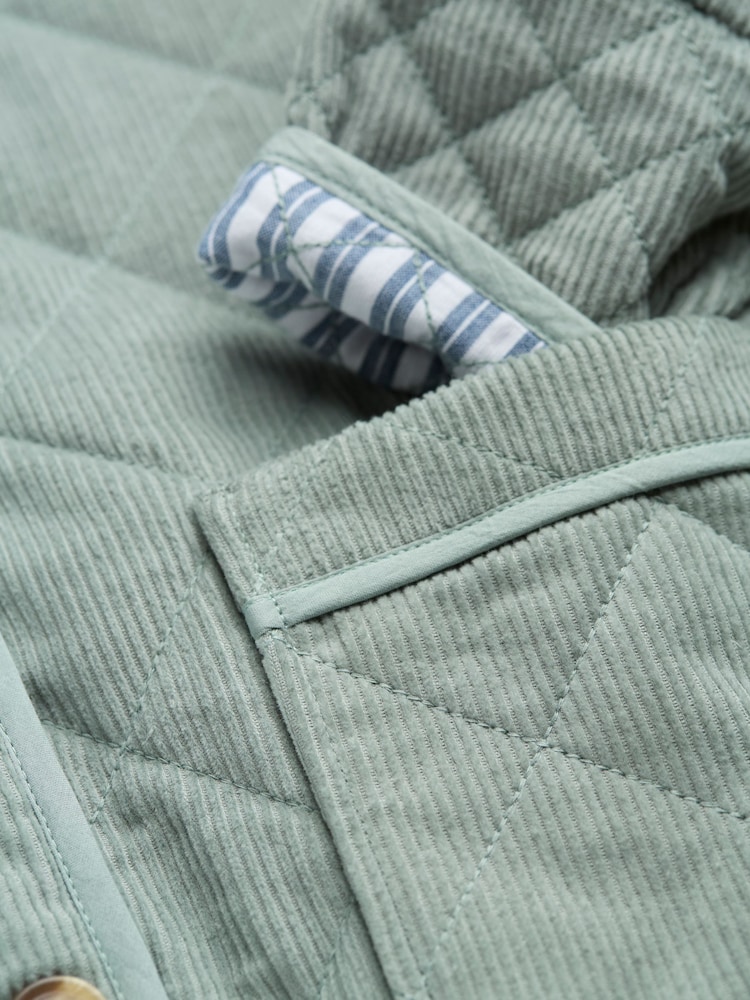 FatFace Maeve Light Blue Cord Quilted Jacket - Image 7 of 7