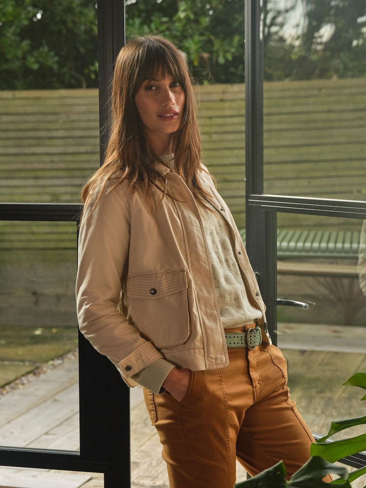 FatFace Sienna Light Stone Cropped Jacket - Image 1 of 11