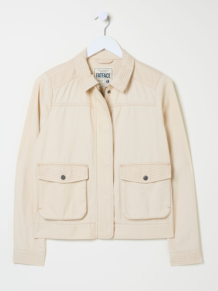 FatFace Sienna Light Stone Cropped Jacket - Image 10 of 11