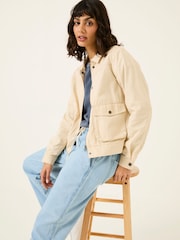 FatFace Sienna Light Stone Cropped Jacket - Image 4 of 11