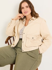 FatFace Sienna Light Stone Cropped Jacket - Image 6 of 11