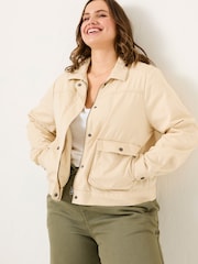 FatFace Sienna Light Stone Cropped Jacket - Image 8 of 11