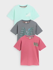 Paul Smith Junior Boys Red/Mint Green 100% Cotton Signature Relaxed T-Shirts Set 3 Pack - Image 1 of 6