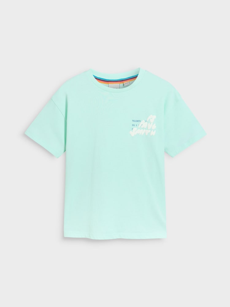 Paul Smith Junior Boys Red/Mint Green 100% Cotton Signature Relaxed T-Shirts Set 3 Pack - Image 2 of 6