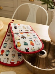 Ulster Weavers Christmas Cats Cotton Double Oven Double Gloves - Image 1 of 3