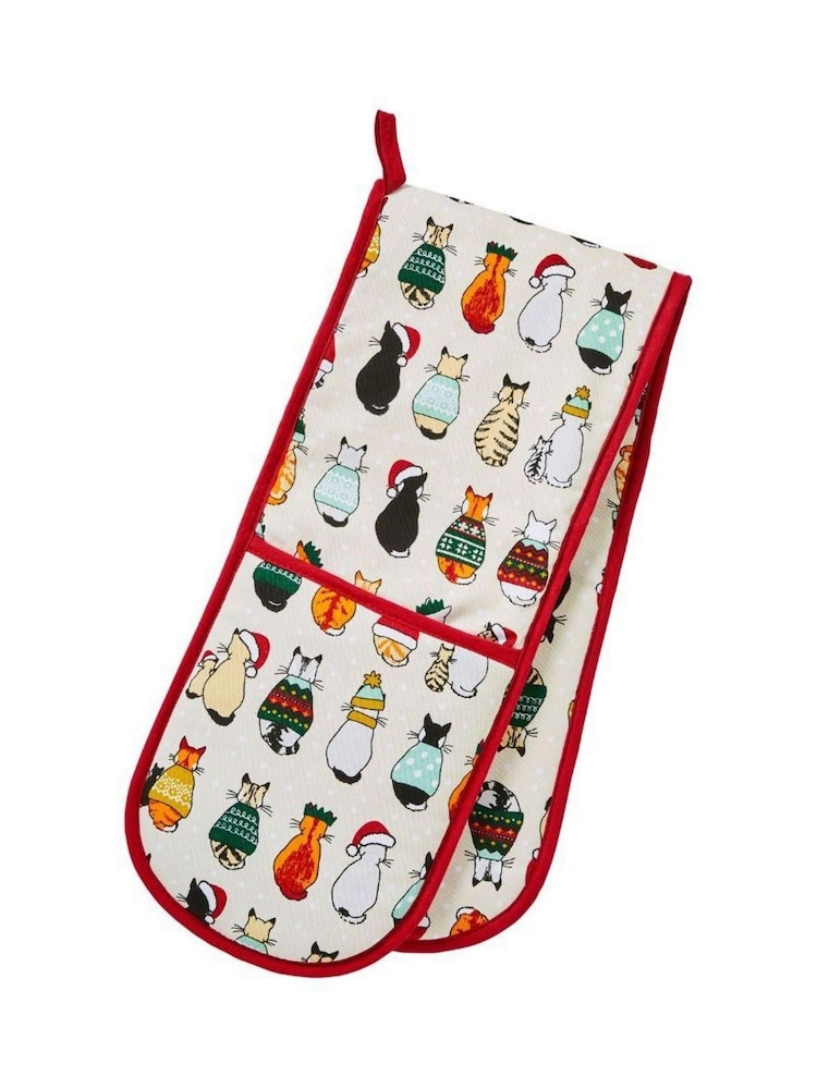 Ulster Weavers Christmas Cats Cotton Double Oven Double Gloves - Image 3 of 3 Ulster Weavers Christmas Cats Cotton Double Oven Double Gloves - Image 3 of 3