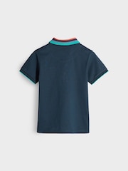 Paul Smith Junior Boys Navy Short Sleeve Artist Stripe Collar 100% Cotton Polo Shirt - Image 6 of 9