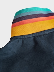 Paul Smith Junior Boys Navy Short Sleeve Artist Stripe Collar 100% Cotton Polo Shirt - Image 8 of 9