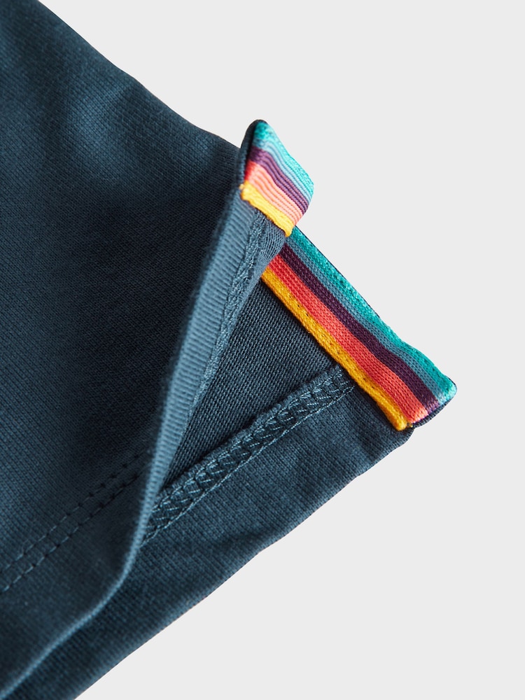 Paul Smith Junior Boys Navy Short Sleeve Artist Stripe Collar 100% Cotton Polo Shirt - Image 9 of 9