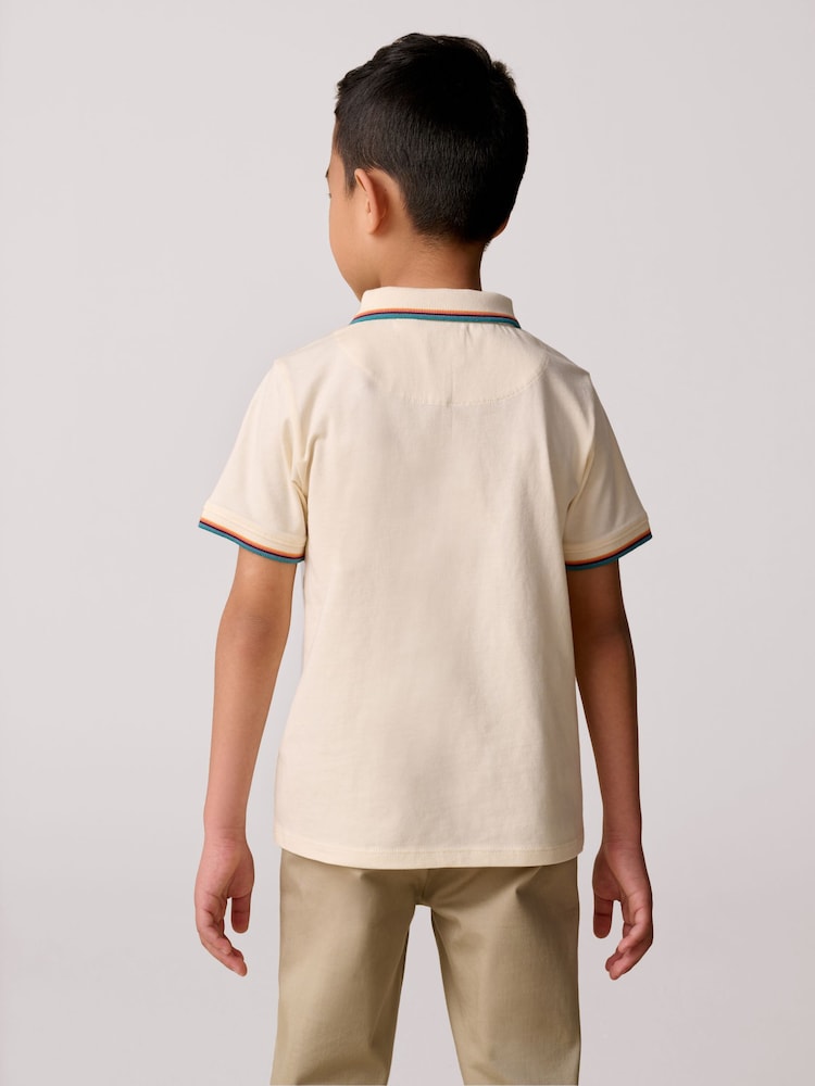 Paul Smith Junior Boys Short Sleeve Artist Quarter Zip Polo Shirt - Image 2 of 5
