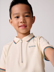 Paul Smith Junior Boys Short Sleeve Artist Quarter Zip Polo Shirt - Image 3 of 5