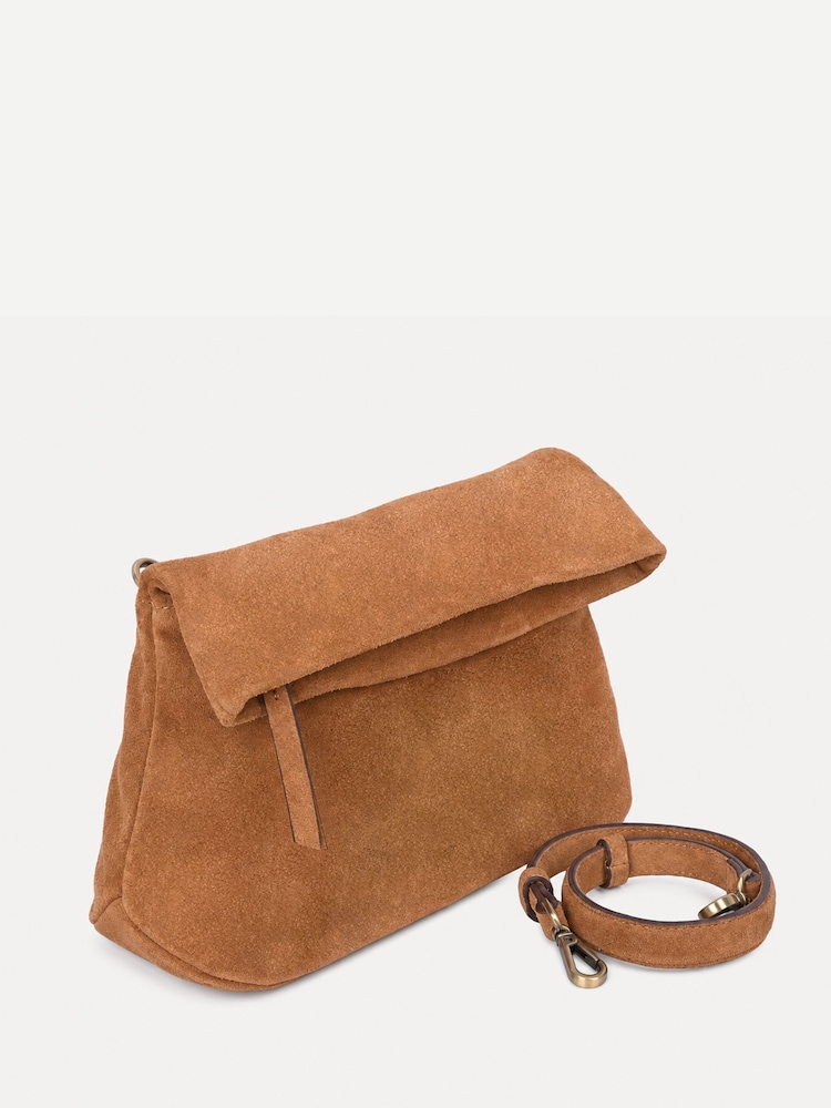 Rjava - Off The Hook Amos Suede Fold Over Shoulder Bag - Slika 1 iz 6