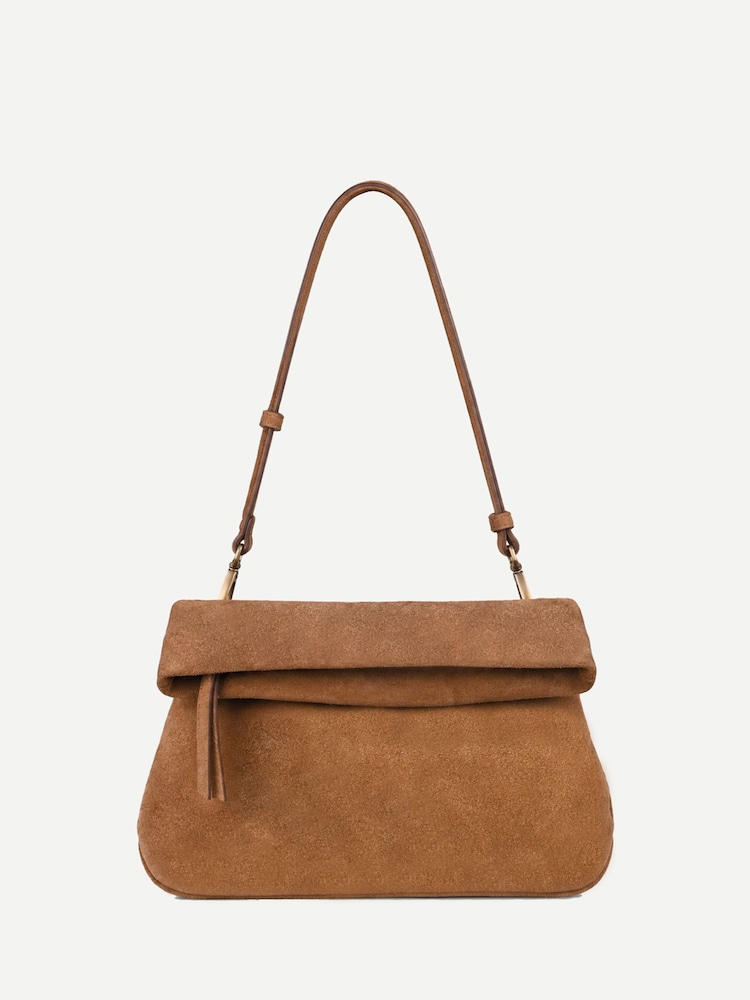Rjava - Off The Hook Amos Suede Fold Over Shoulder Bag - Slika 2 iz 6
