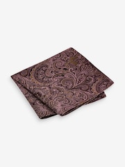 Grape Pink Stripe/Paisley Slim Tie And Pocket Square Set - Image 2 of 3