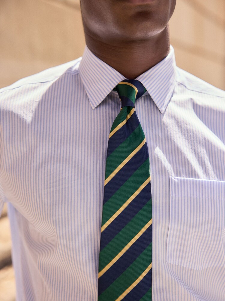 Green/Blue Stripe Pattern Tie - Image 1 of 5