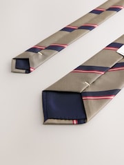 Neutral Brown Stripe Pattern Tie - Image 2 of 3
