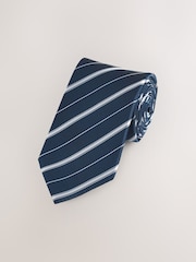 Navy Blue/White Stripe Pattern Tie - Image 1 of 3
