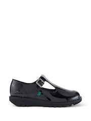 Kickers Black Patent T-Bar Leather Shoes - Image 1 of 6
