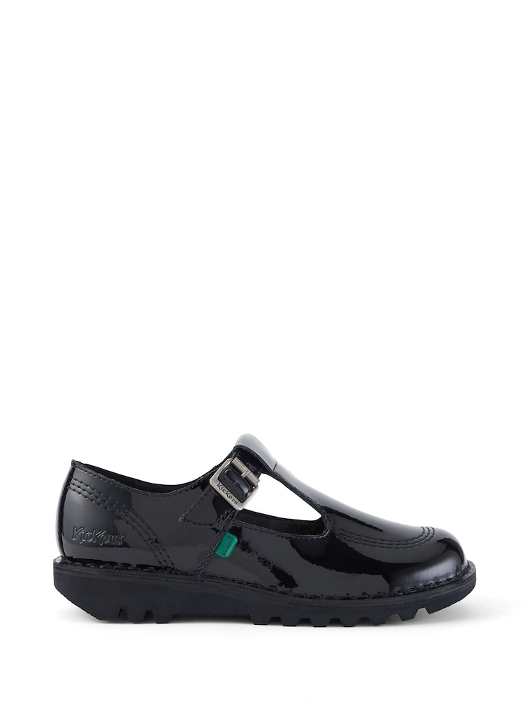 Kickers Black Patent T-Bar Leather Shoes - Image 1 of 6