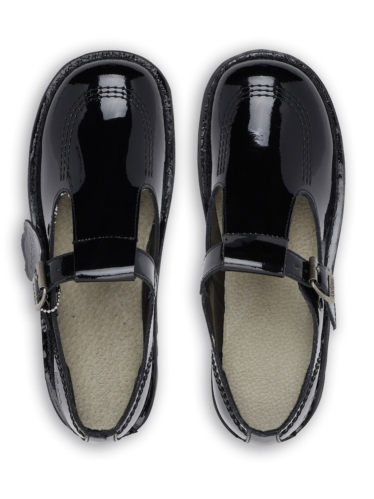 Kickers Black Patent T-Bar Leather Shoes - Image 6 of 6
