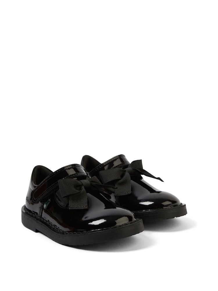 Kickers Black Adlar T-Bar Bow Patent School Shoes - Image 1 of 5