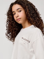 Белый/Леопардовый - smALLSAINTS Oversized Girls Underground Crew T-Shirt - Image 2 of 8