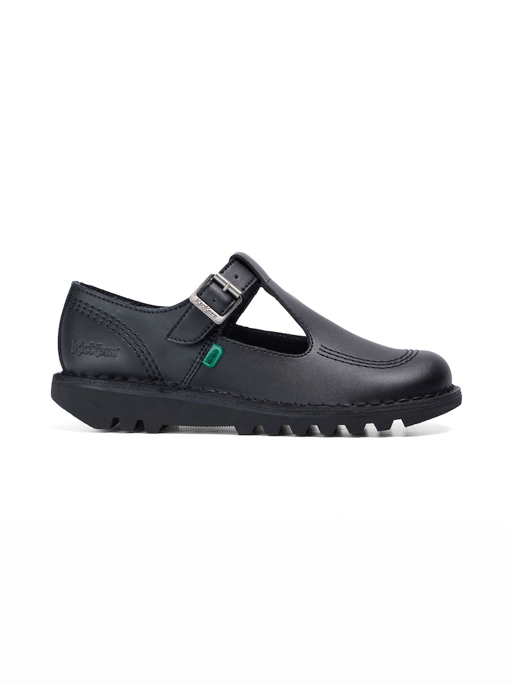 Kickers Black Leather T-Bar Leather Shoes - Image 1 of 6