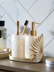 Gold Pearl Palm Leaf Soap Dispenser and Tidy Set - Image 1 of 8