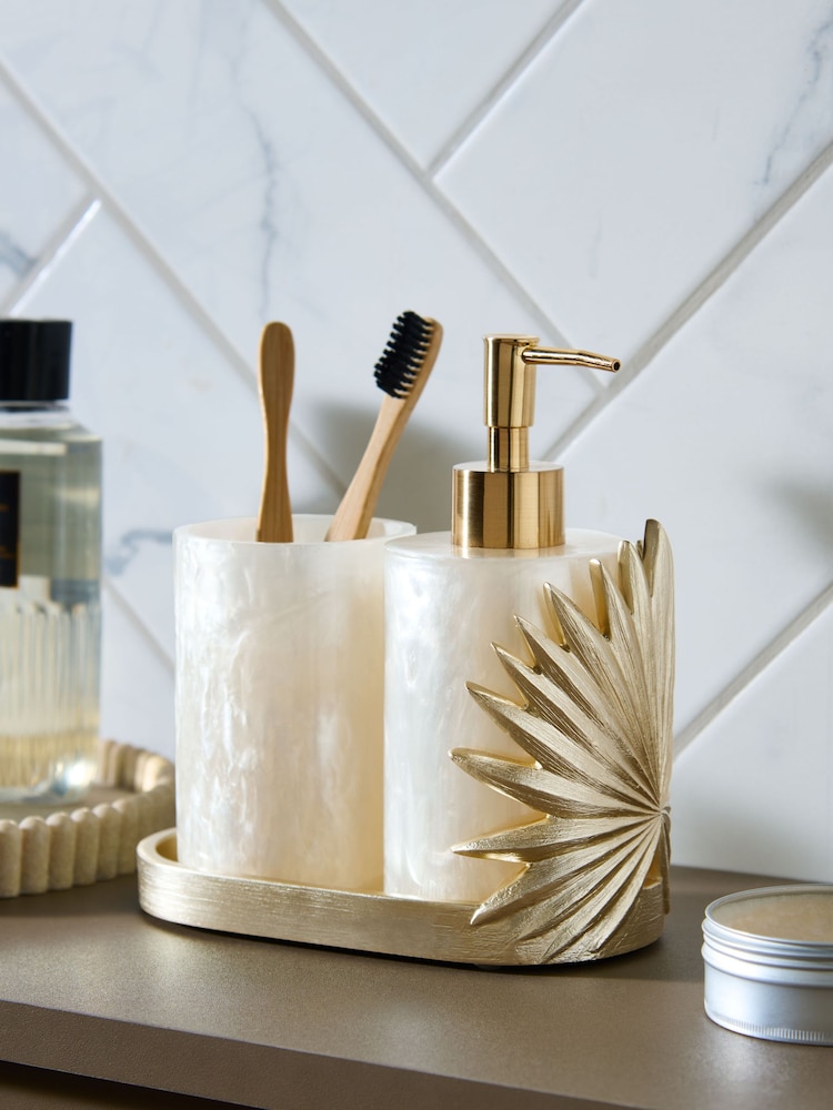 Pearl Palm Leaf Soap Dispenser and Tidy Set - Изображение 1 из 8 Pearl Palm Leaf Soap Dispenser and Tidy Set - Изображение 1 из 8