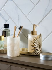 Gold Pearl Palm Leaf Soap Dispenser and Tidy Set - Image 2 of 8