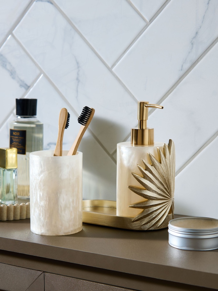Pearl Palm Leaf Soap Dispenser and Tidy Set - Изображение 2 из 8 Pearl Palm Leaf Soap Dispenser and Tidy Set - Изображение 2 из 8