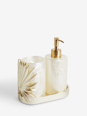 Gold Pearl Palm Leaf Soap Dispenser and Tidy Set - Image 4 of 8