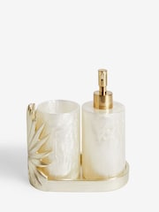 Gold Pearl Palm Leaf Soap Dispenser and Tidy Set - Image 5 of 8
