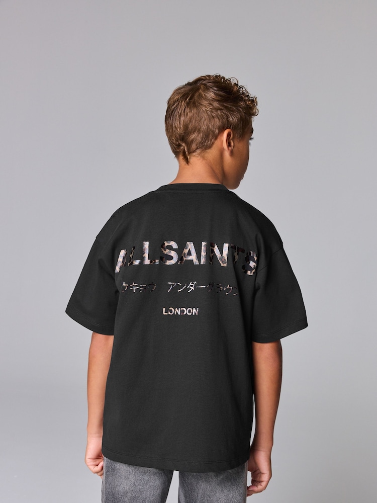 smALLSAINTS Black/Leopard Oversized Underground Crew 100% Cotton T-Shirt - Image 2 of 7