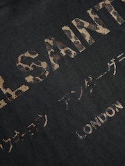 smALLSAINTS Black/Leopard Oversized Underground Crew 100% Cotton T-Shirt - Image 7 of 7