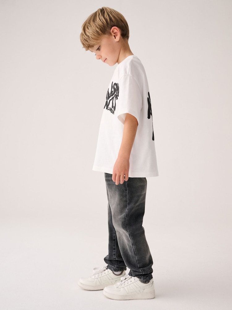smALLSAINTS Charcoal Grey Boys Straight Fit Denim 100% Cotton Jeans - Image 2 of 8