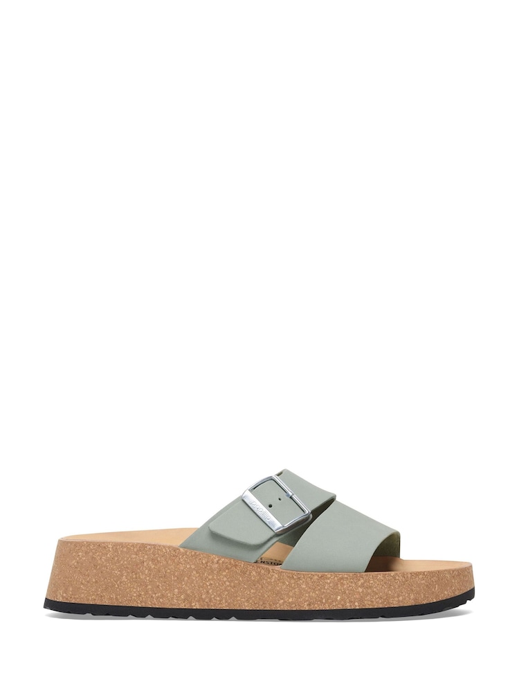 Birkenstock Sage Green Almina Nubuck Wedges Sandals - Image 3 of 5