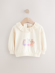 Cream Tutu Character Crew Sweat 100% Cotton Top with Frill Nack - Image 1 of 4