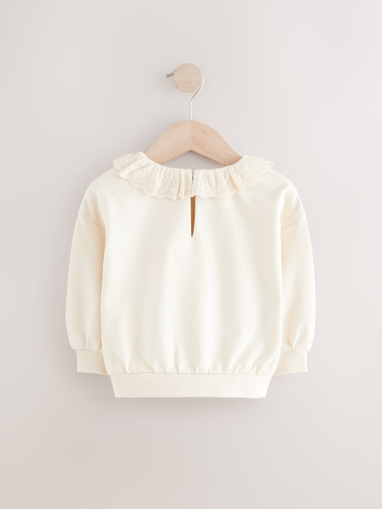 Cream Tutu Character Crew Sweat 100% Cotton Top with Frill Nack - Image 2 of 4