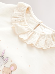 Cream Tutu Character Crew Sweat 100% Cotton Top with Frill Nack - Image 3 of 4