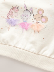 Cream Tutu Character Crew Sweat 100% Cotton Top with Frill Nack - Image 4 of 4