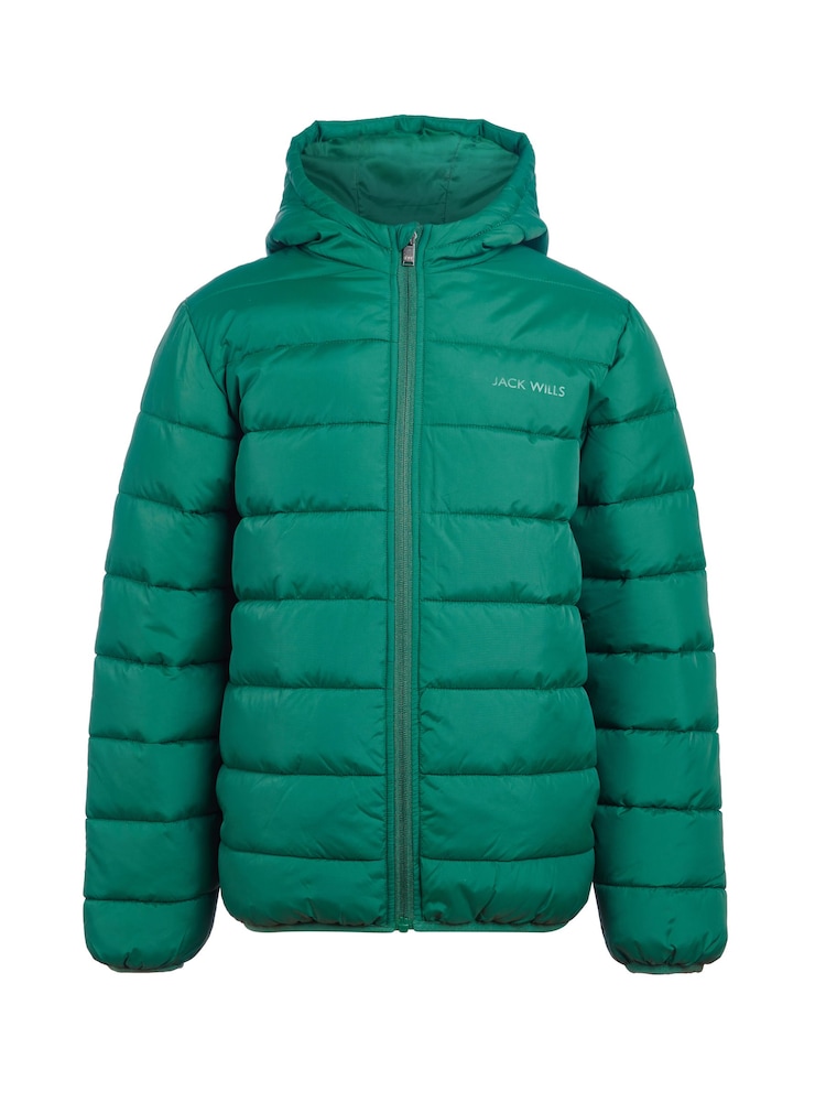 Jack Wills Green Boys Classic Hooded Puffer Jacket - Image 1 of 6
