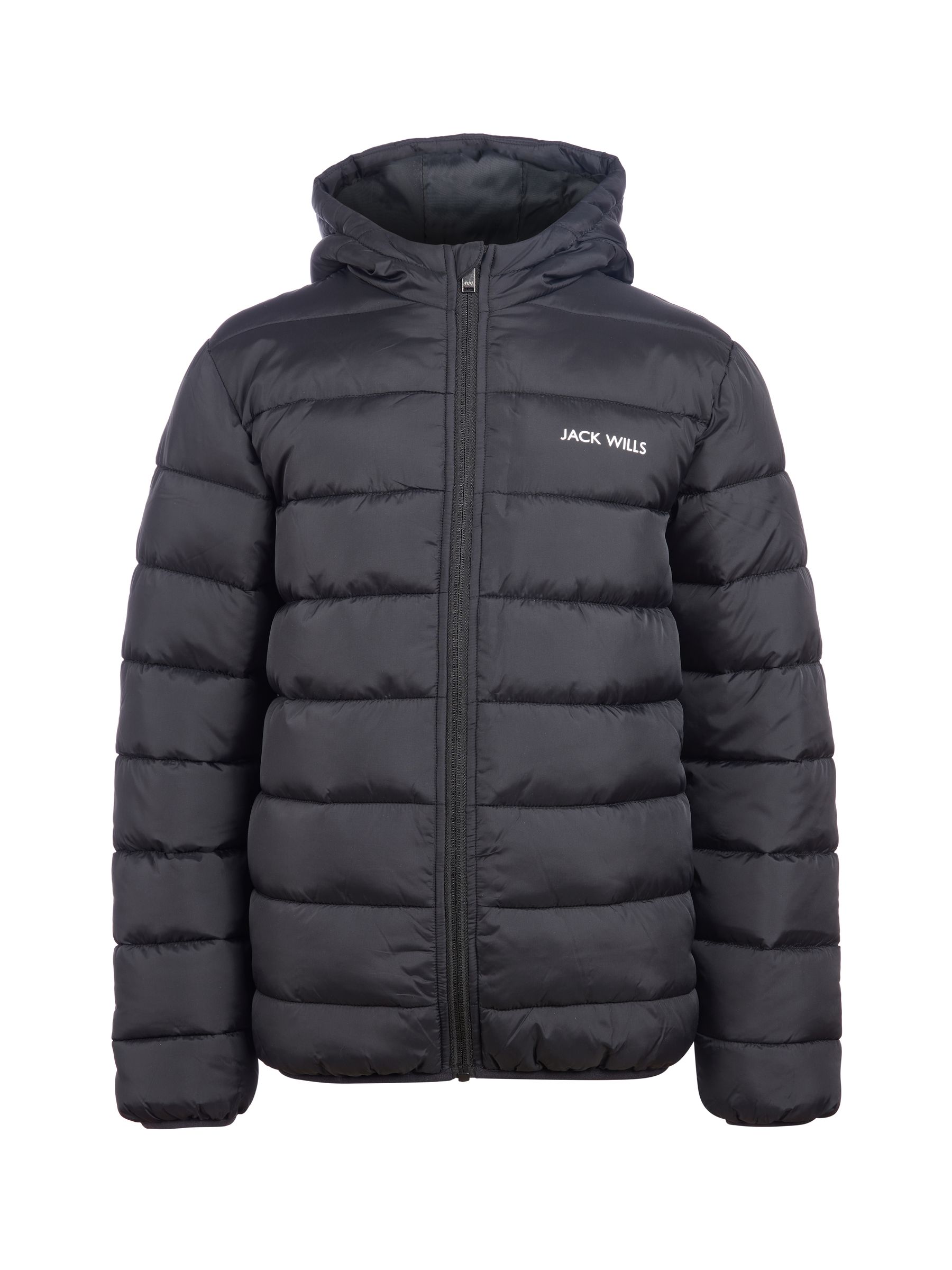 Jack Wills Black Boys Classic Hooded Puffer Jacket