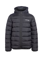 Jack Wills Black Boys Classic Hooded Puffer Jacket - Image 1 of 6
