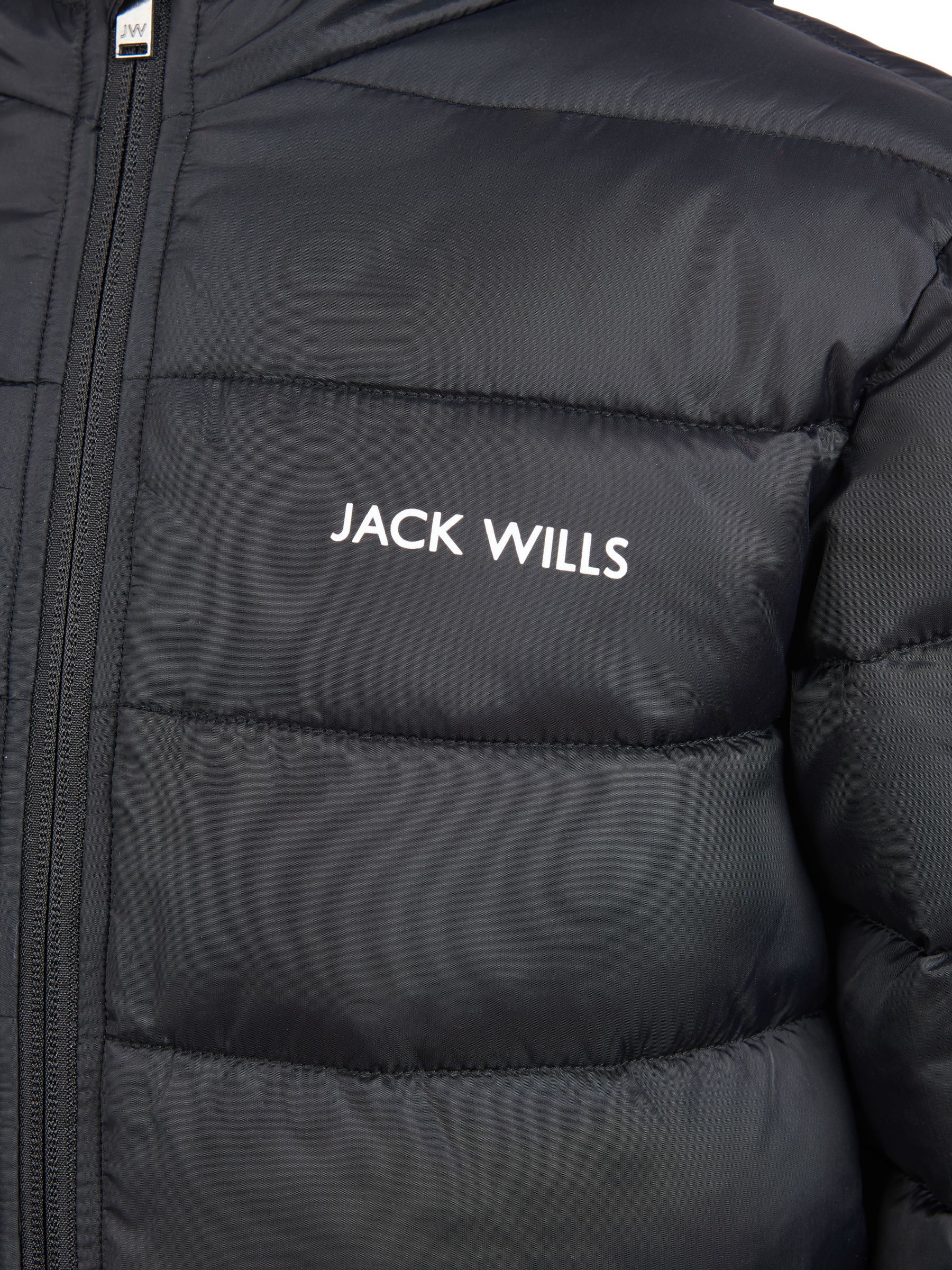 Jack Wills Black Boys Classic Hooded Puffer Jacket