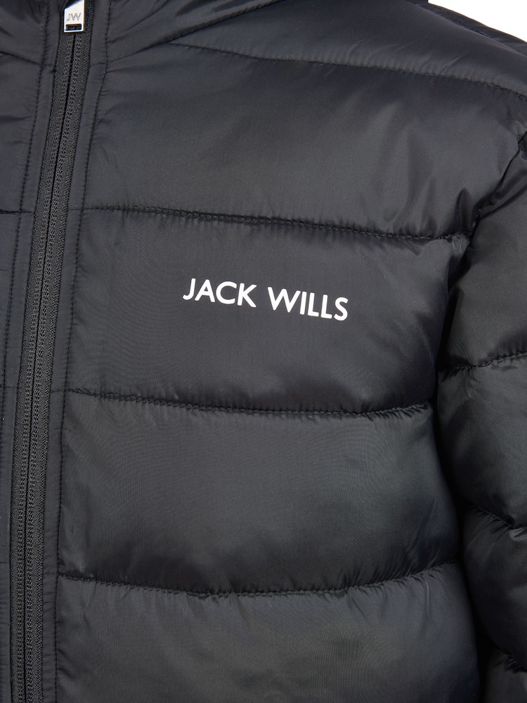Jack Wills Black Boys Classic Hooded Puffer Jacket - Image 5 of 6
