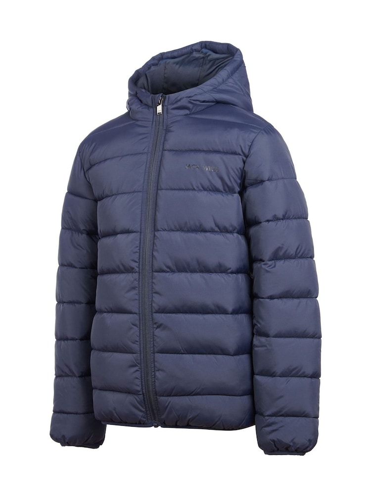 Jack Wills Blue Boys Classic Hooded Puffer Jacket - Image 2 of 6